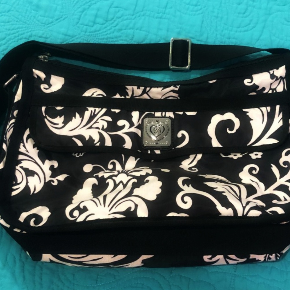 Brighton - Blk&Wh Damask Crossbody Messenger